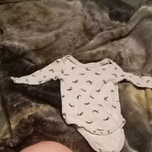 Gray Bodysuit with Playful Mustache Print